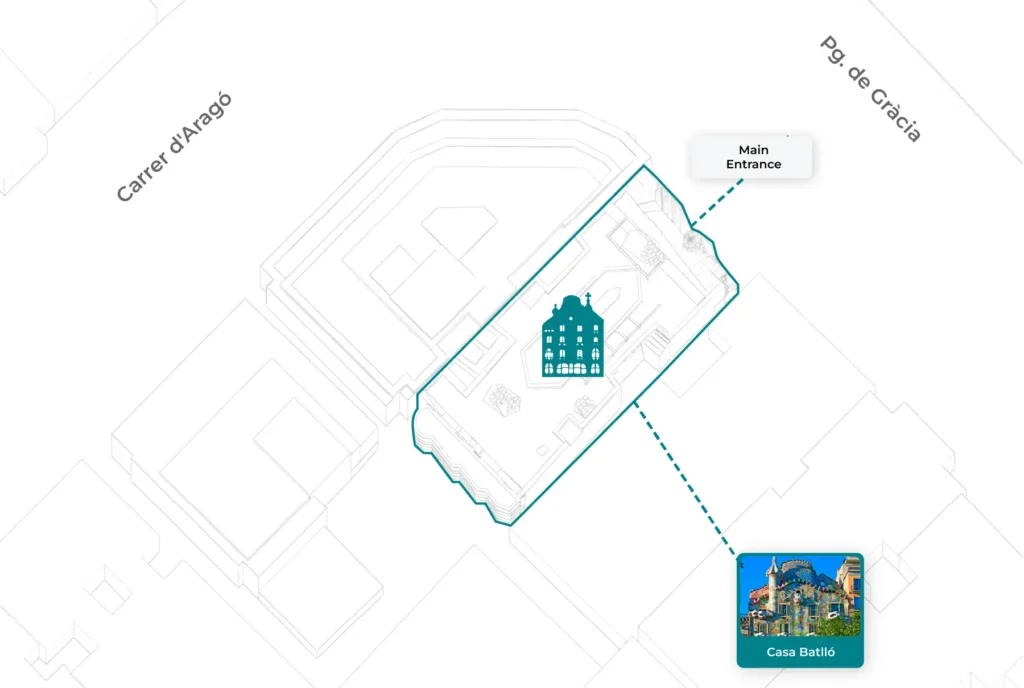 Map showing location of Casa Batlló on street.